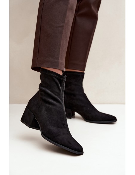 Women's Block Heel Ankle Boots Black Rosley