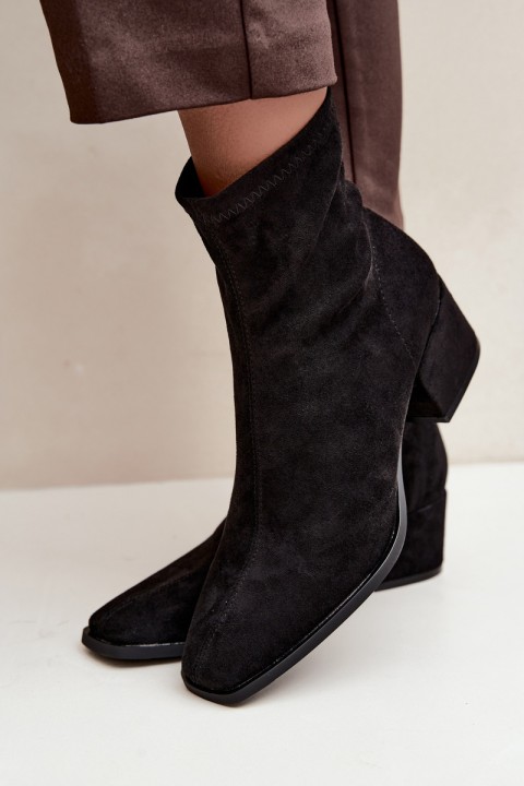 Women's Block Heel Ankle Boots Black Rosley