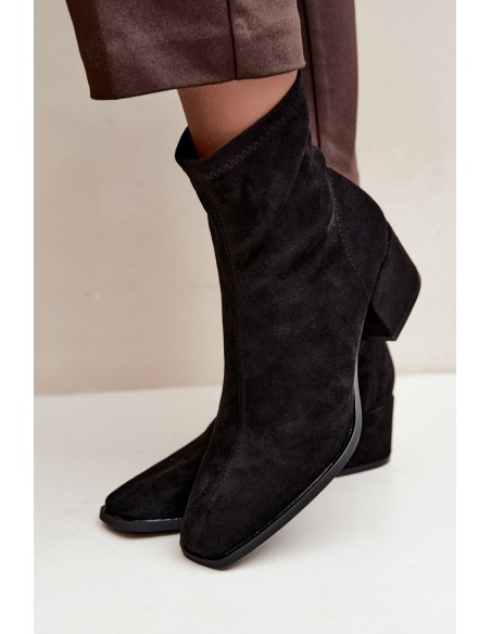 Women's Block Heel Ankle Boots Black Rosley