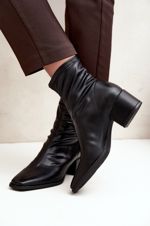 Women's Block Heel Ankle Boots Eco Leather Black Rosley