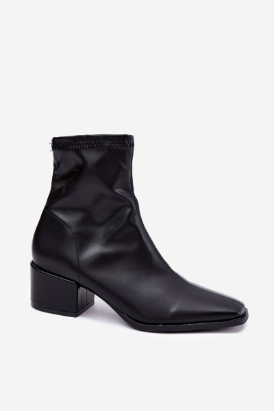 Women's Block Heel Ankle Boots Eco Leather Black Rosley 2