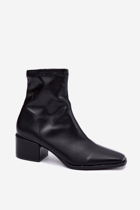 Women's Block Heel Ankle Boots Eco Leather Black Rosley