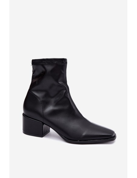 Women's Block Heel Ankle Boots Eco Leather Black Rosley