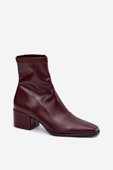 Women's Block Heel Ankle Boots Made of Eco Leather Bordeaux Rosley
