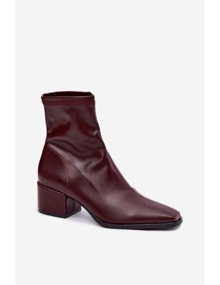 Women's Block Heel Ankle Boots Made of Eco Leather Bordeaux Rosley