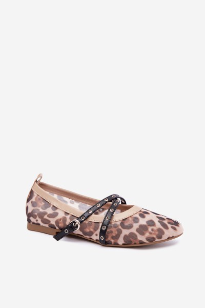Mesh Ballerinas With Straps Leopard Pattern Orley 2