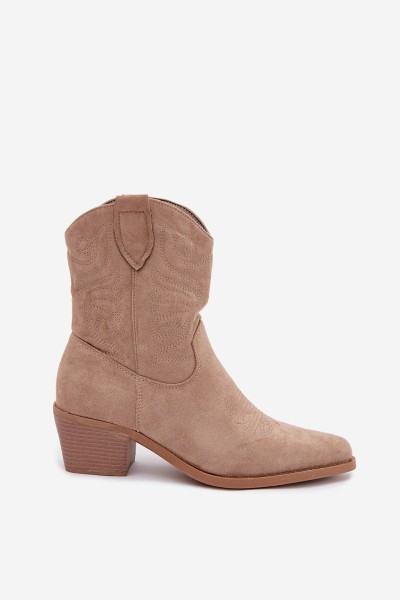 Women's Beige Cowboy Ankle Boots With Heel Lining Corlie 2
