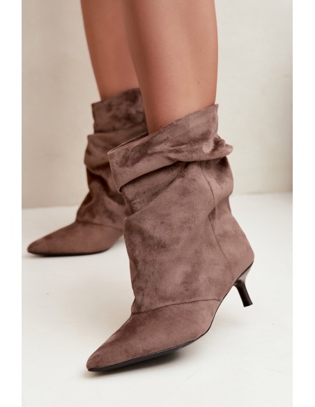 Slip-On Slouchy Ankle Boots with Heel Khaki Farren