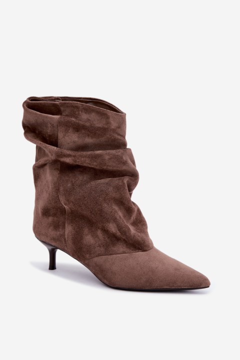 Slip-On Slouchy Ankle Boots with Heel Khaki Farren
