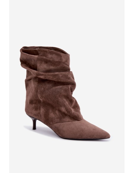 Slip-On Slouchy Ankle Boots with Heel Khaki Farren