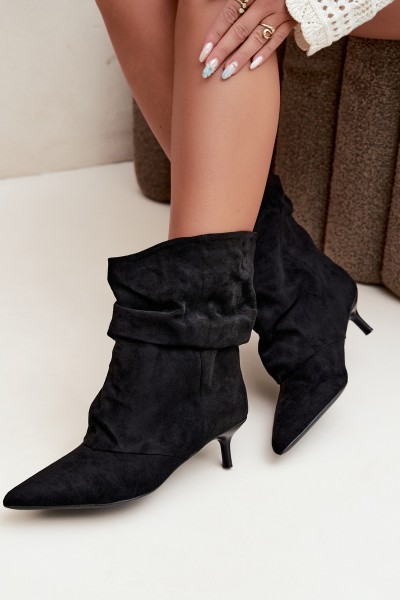 Women's Black Slouchy Ankle Boots with Heel Farren