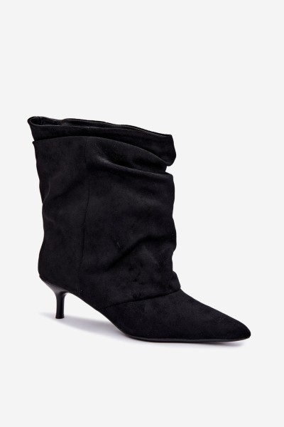 Women's Black Slouchy Ankle Boots with Heel Farren 2