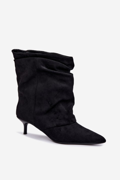 Women's Black Slouchy Ankle Boots with Heel Farren