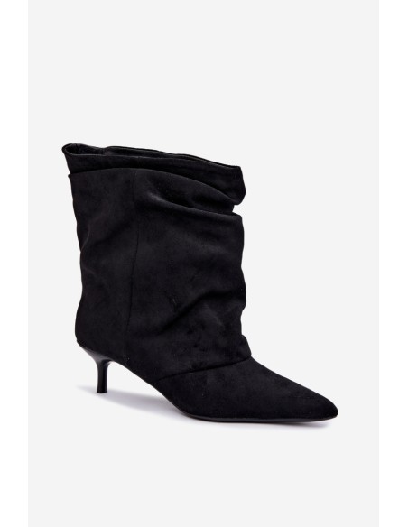 Women's Black Slouchy Ankle Boots with Heel Farren