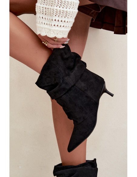 Women's Black Slouchy Ankle Boots with Heel Farren