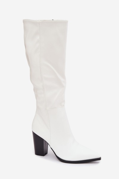 Insulated Boots with Zipper Heel Stiletto Eco Leather White Drelia 2