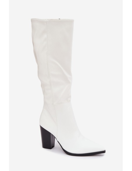 Insulated Boots with Zipper Heel Stiletto Eco Leather White Drelia
