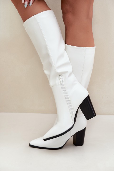 Insulated Boots with Zipper Heel Stiletto Eco Leather White Drelia