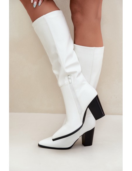 Insulated Boots with Zipper Heel Stiletto Eco Leather White Drelia