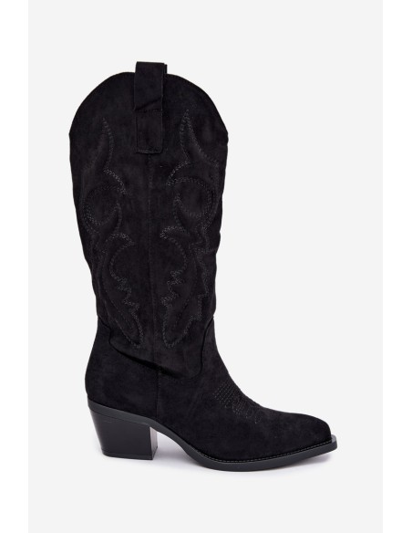 Women's Black Cowboy Boots with Heel Wesly
