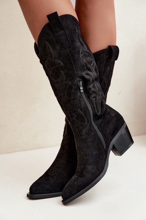 Women's Black Cowboy Boots with Heel Wesly