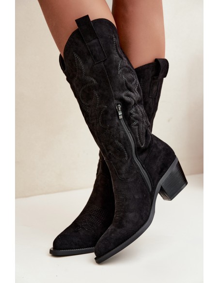 Women's Black Cowboy Boots with Heel Wesly