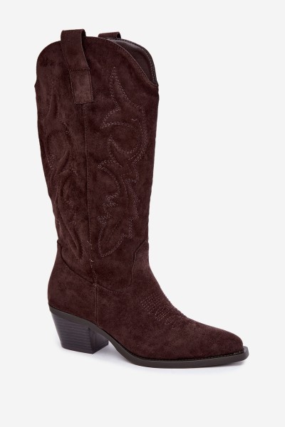 Women's Chocolate Brown Heel Cowboy Boots Wesly 2