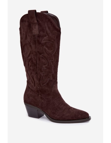 Women's Chocolate Brown Heel Cowboy Boots Wesly