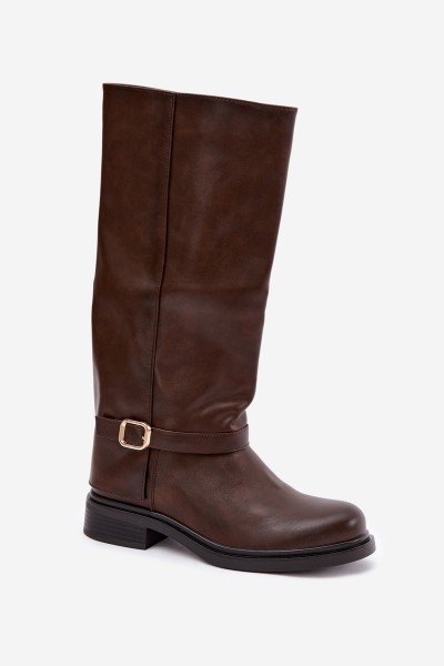 Women's Insulated Chocolate Brown Boots With Buckle Elland 2