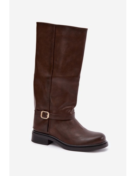 Women's Insulated Chocolate Brown Boots With Buckle Elland