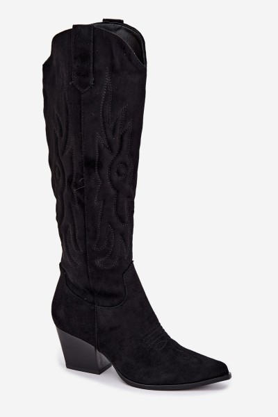 Women's Black High Heel Cowboy Boots Glenor 2