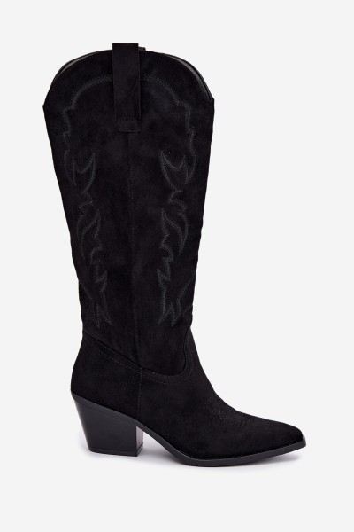 Women's Black High Heel Cowboy Boots Glenor 2