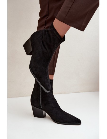 Women's Ankle Boots With Sloped Heel And Zipper Black Atina