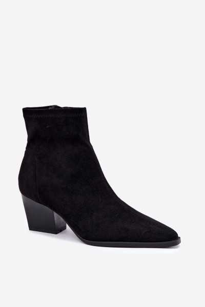 Women's Ankle Boots With Sloped Heel And Zipper Black Atina 2