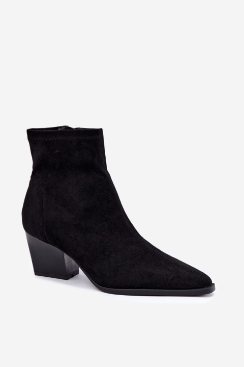Women's Ankle Boots With Sloped Heel And Zipper Black Atina