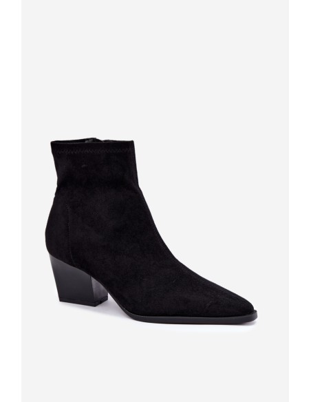Women's Ankle Boots With Sloped Heel And Zipper Black Atina