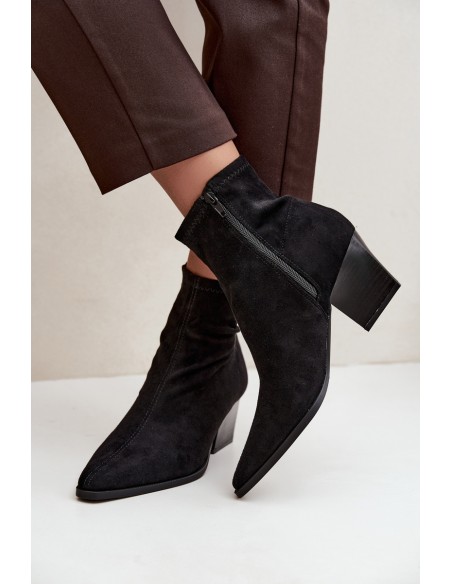 Women's Ankle Boots With Sloped Heel And Zipper Black Atina