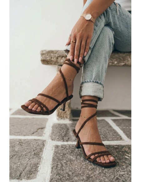 Women's Heeled Sandals With Straps Chocolate Samara