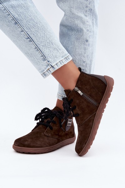 Women's Leather Suede Barefoot Chocolate Loafers Abera