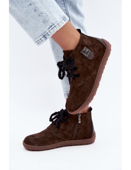 Women's Leather Suede Barefoot Chocolate Loafers Abera