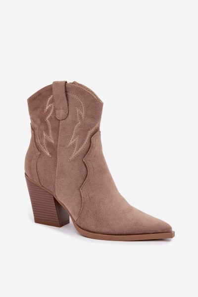 Women's Beige Cowboy Boots with Heel Berella 2