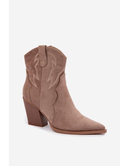 Women's Beige Cowboy Boots with Heel Berella