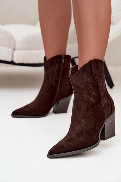 Women's Chocolate Brown Cowgirl Boots With Heel Berella