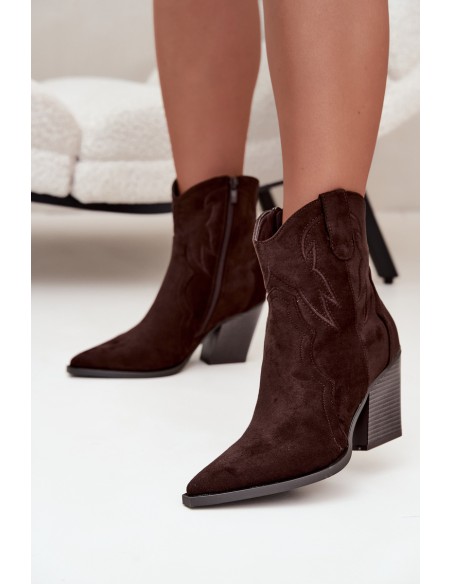 Women's Chocolate Brown Cowgirl Boots With Heel Berella