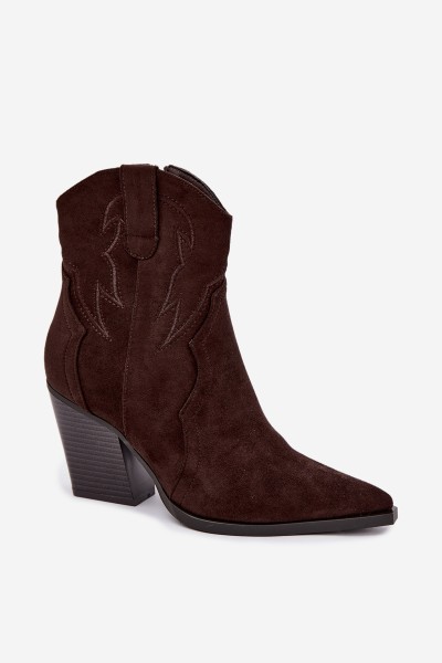 Women's Chocolate Brown Cowgirl Boots With Heel Berella 2