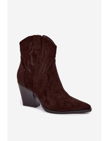 Women's Chocolate Brown Cowgirl Boots With Heel Berella