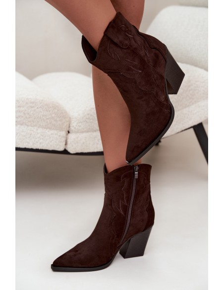 Women's Chocolate Brown Cowgirl Boots With Heel Berella