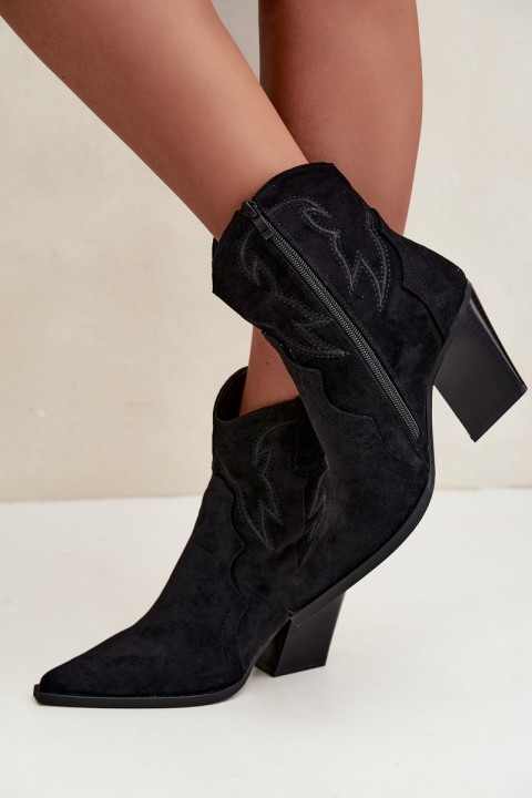 Women's Cowboy Ankle Boots Black Berella