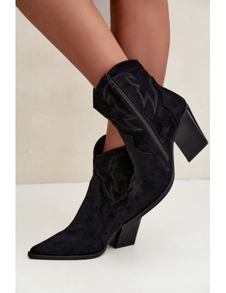 Women's Cowboy Ankle Boots Black Berella