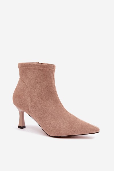 Women's Slim Heel Ankle Boots With Stitching Beige Clancy 2